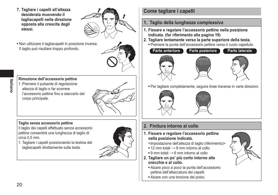 Cometagliareicapelli | Panasonic ERGC20 User Manual | Page 20 / 100