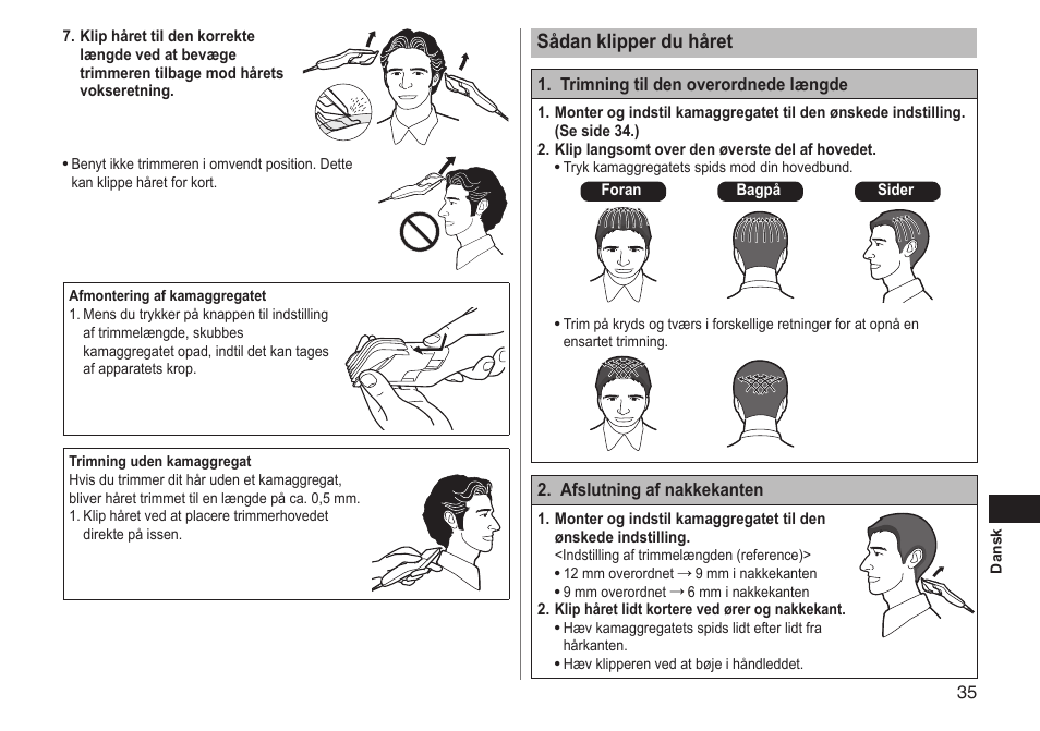 Sådanklipperduhåret | Panasonic ERGC20 User Manual | Page 35 / 100