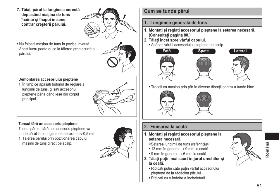 Cumsetundepărul | Panasonic ERGC20 User Manual | Page 81 / 100