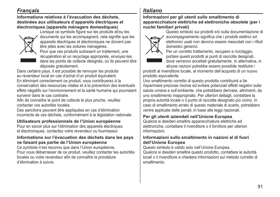 Français, Italiano | Panasonic ERGC20 User Manual | Page 91 / 100