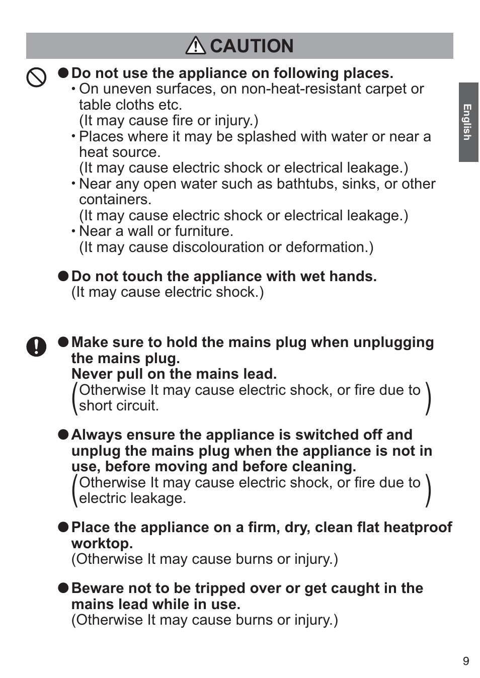 Caution | Panasonic NTDP1BXE User Manual | Page 10 / 78