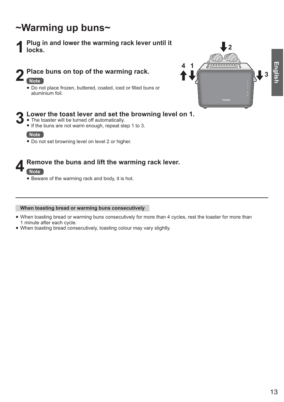 Warming up buns | Panasonic NTDP1BXE User Manual | Page 14 / 78