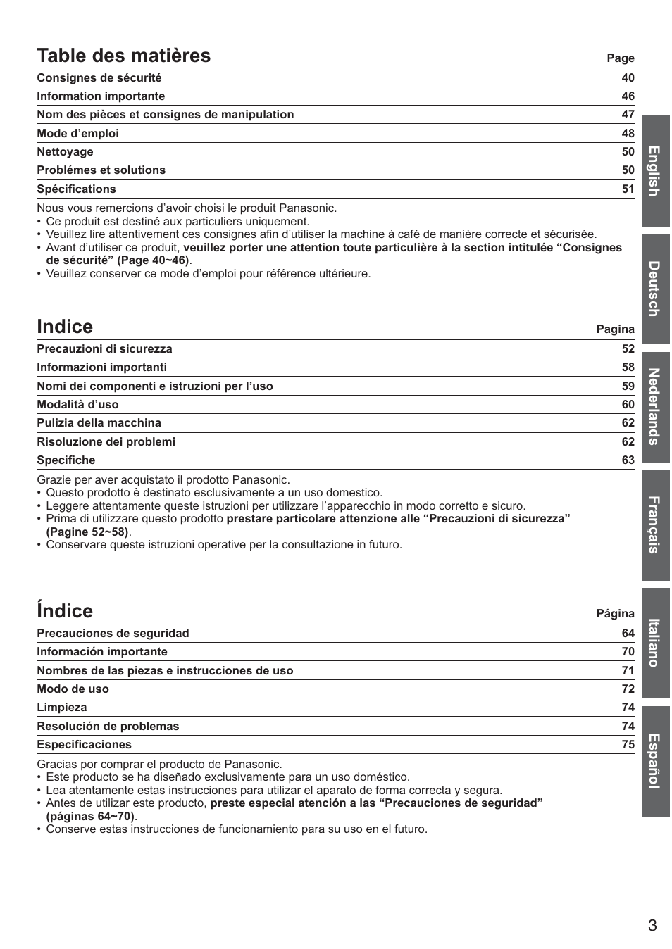 Panasonic NTDP1BXE User Manual | Page 4 / 78