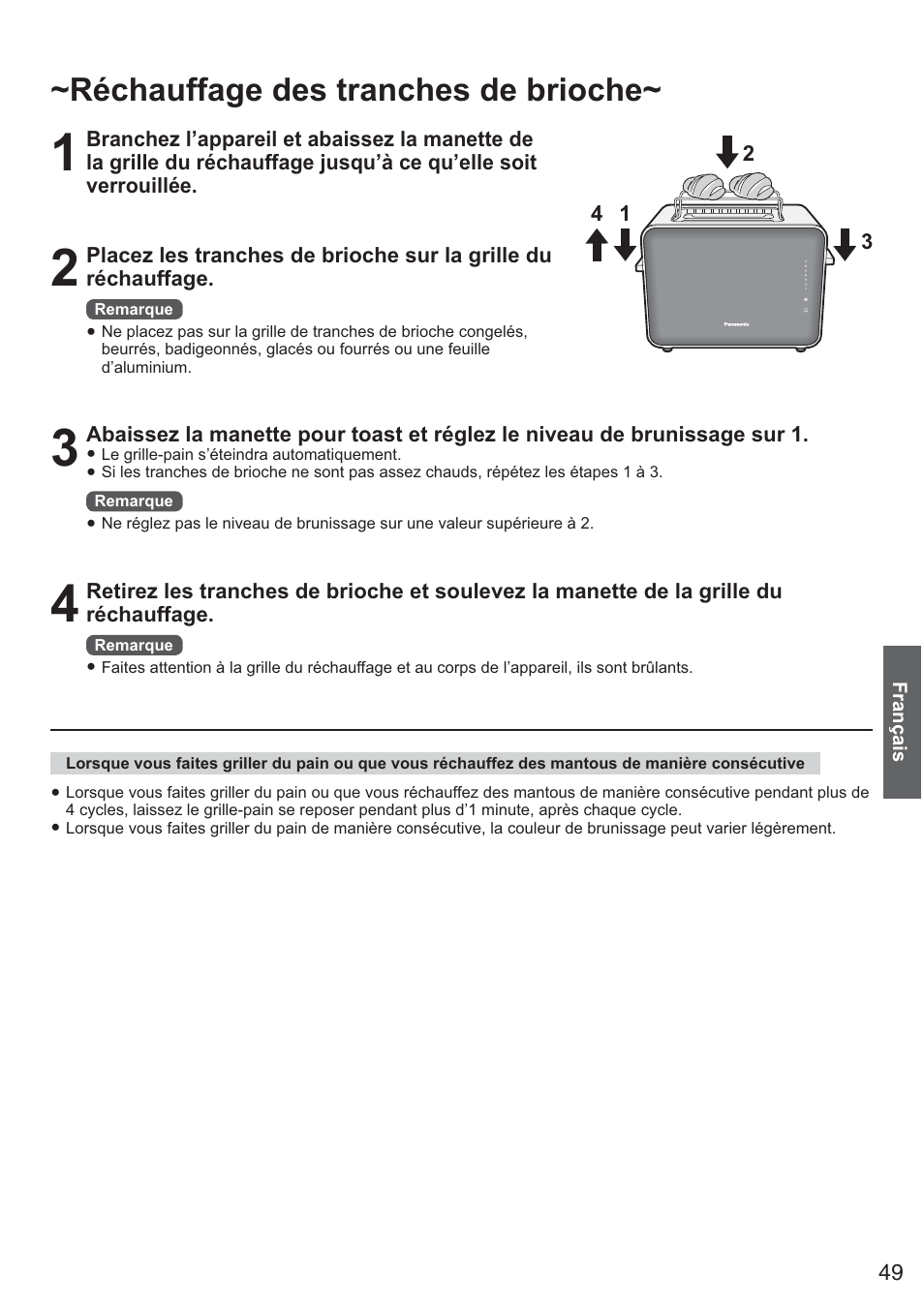 Réchauffage des tranches de brioche | Panasonic NTDP1BXE User Manual | Page 50 / 78