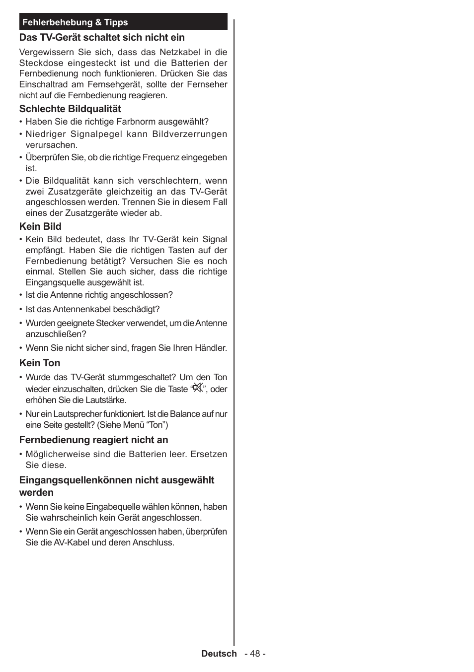 Panasonic TX32AW304 User Manual | Page 49 / 89