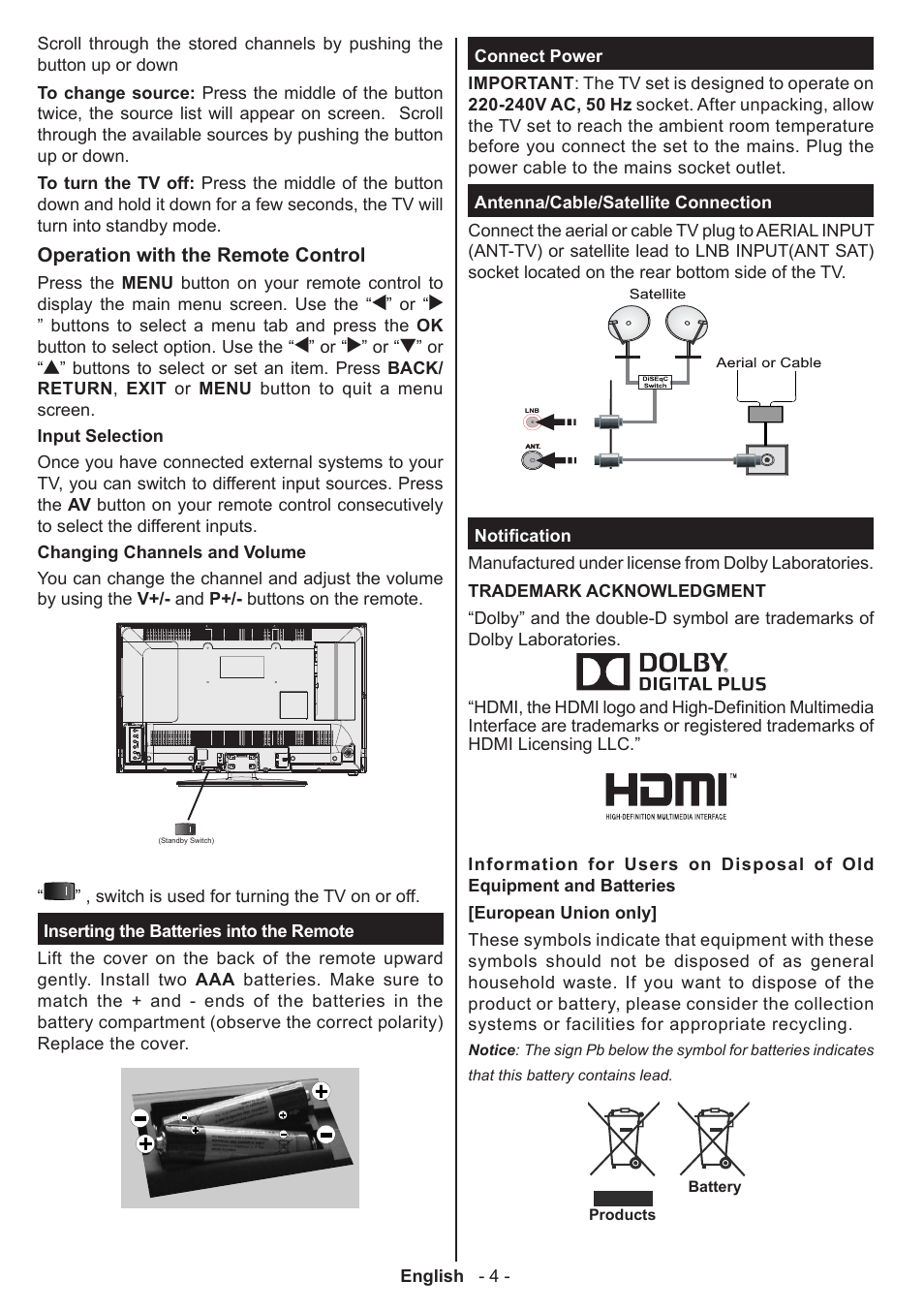 Panasonic TX32AW304 User Manual | Page 5 / 89