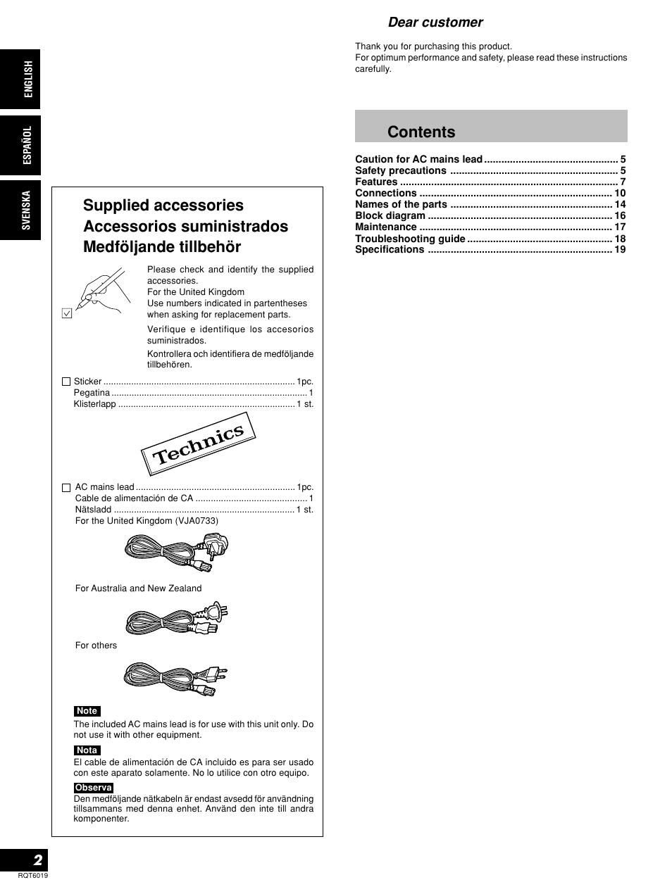 Panasonic SHEX1200 User Manual | Page 2 / 48