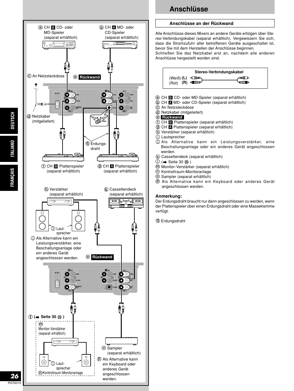 Anschlüsse | Panasonic SHEX1200 User Manual | Page 26 / 48