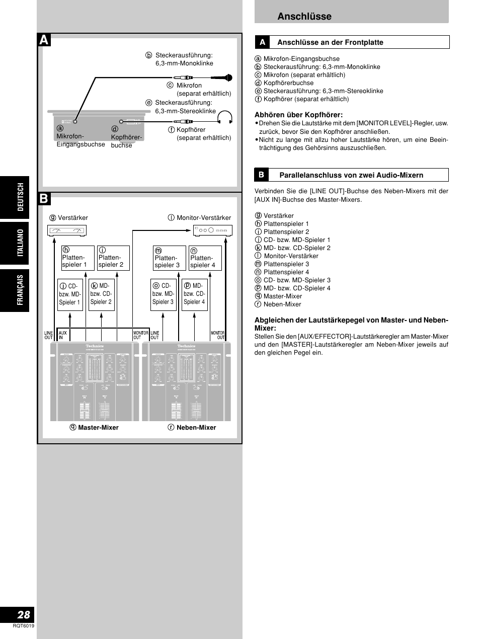 Anschlüsse | Panasonic SHEX1200 User Manual | Page 28 / 48