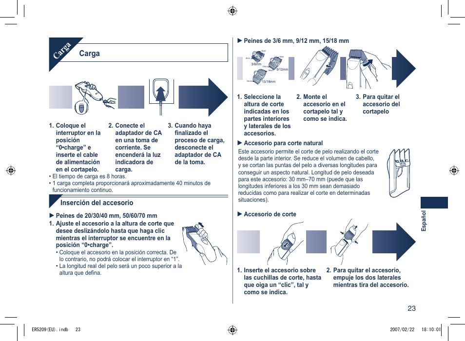 Carga | Panasonic ER5209 User Manual | Page 23 / 41