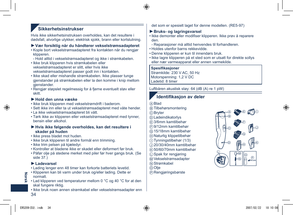 Panasonic ER5209 User Manual | Page 34 / 41