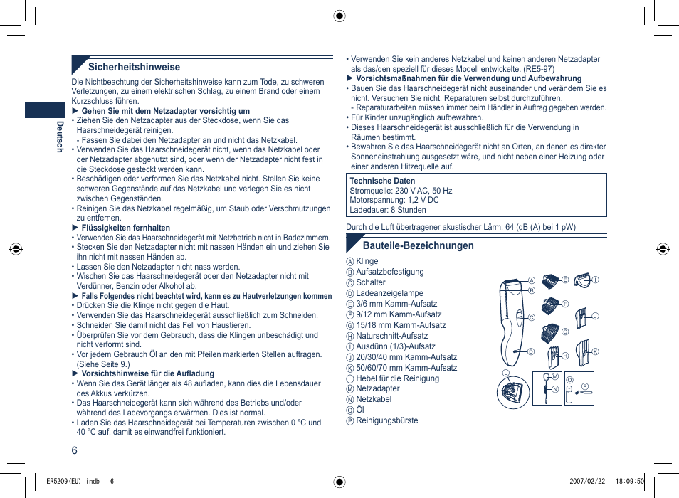 Panasonic ER5209 User Manual | Page 6 / 41