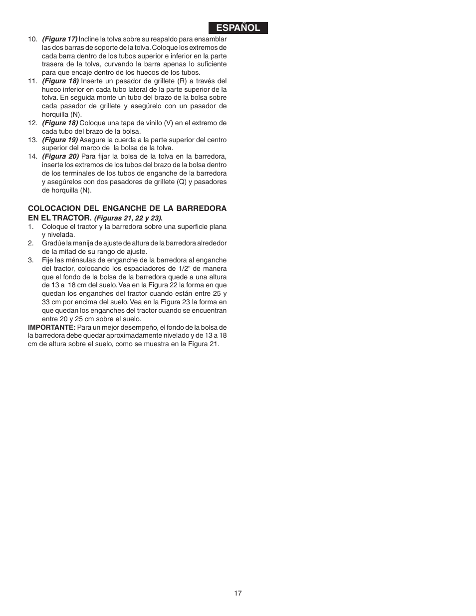 Español | Agri-Fab 45-03201 User Manual | Page 17 / 28