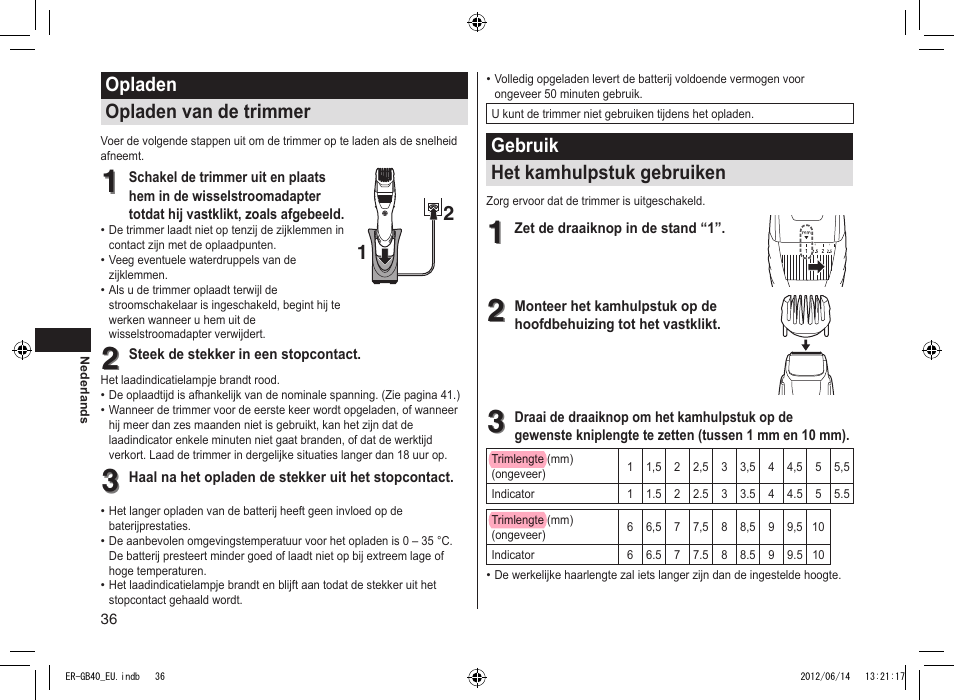 Panasonic ERGB40 User Manual | Page 36 / 140