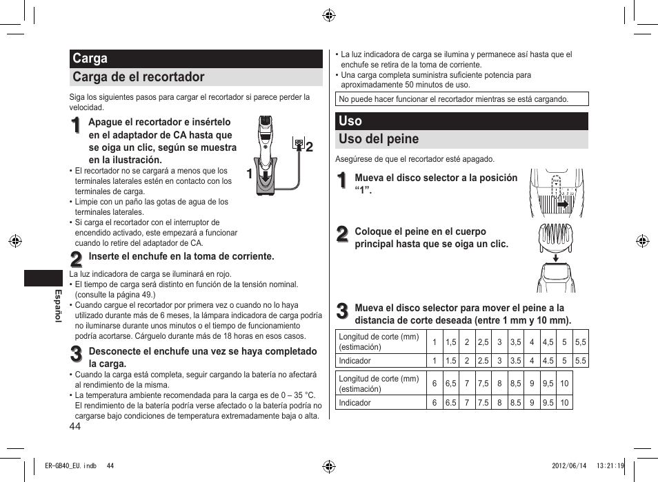 Panasonic ERGB40 User Manual | Page 44 / 140