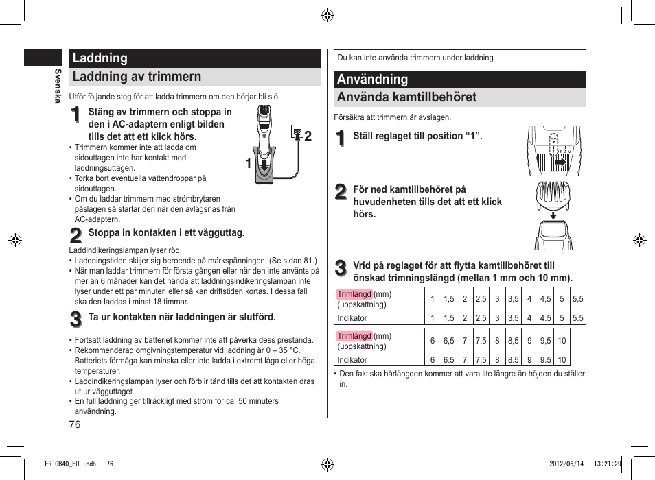 Panasonic ERGB40 User Manual | Page 76 / 140