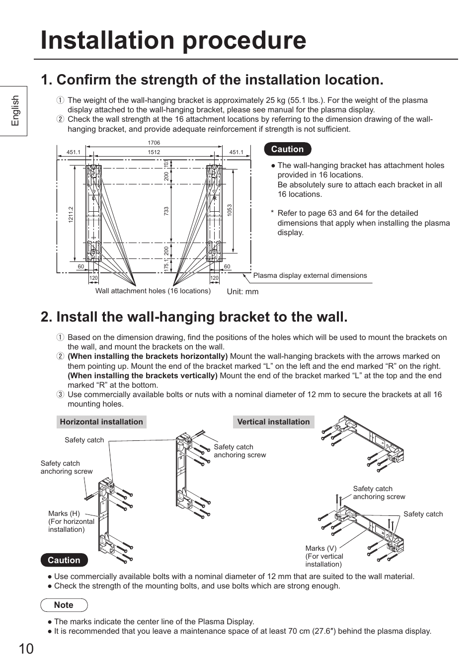 Installation procedure, English | Panasonic TYWK103PV9 User Manual | Page 10 / 64