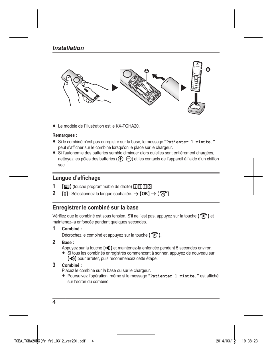 Panasonic KXTGEA20EX User Manual | Page 20 / 112