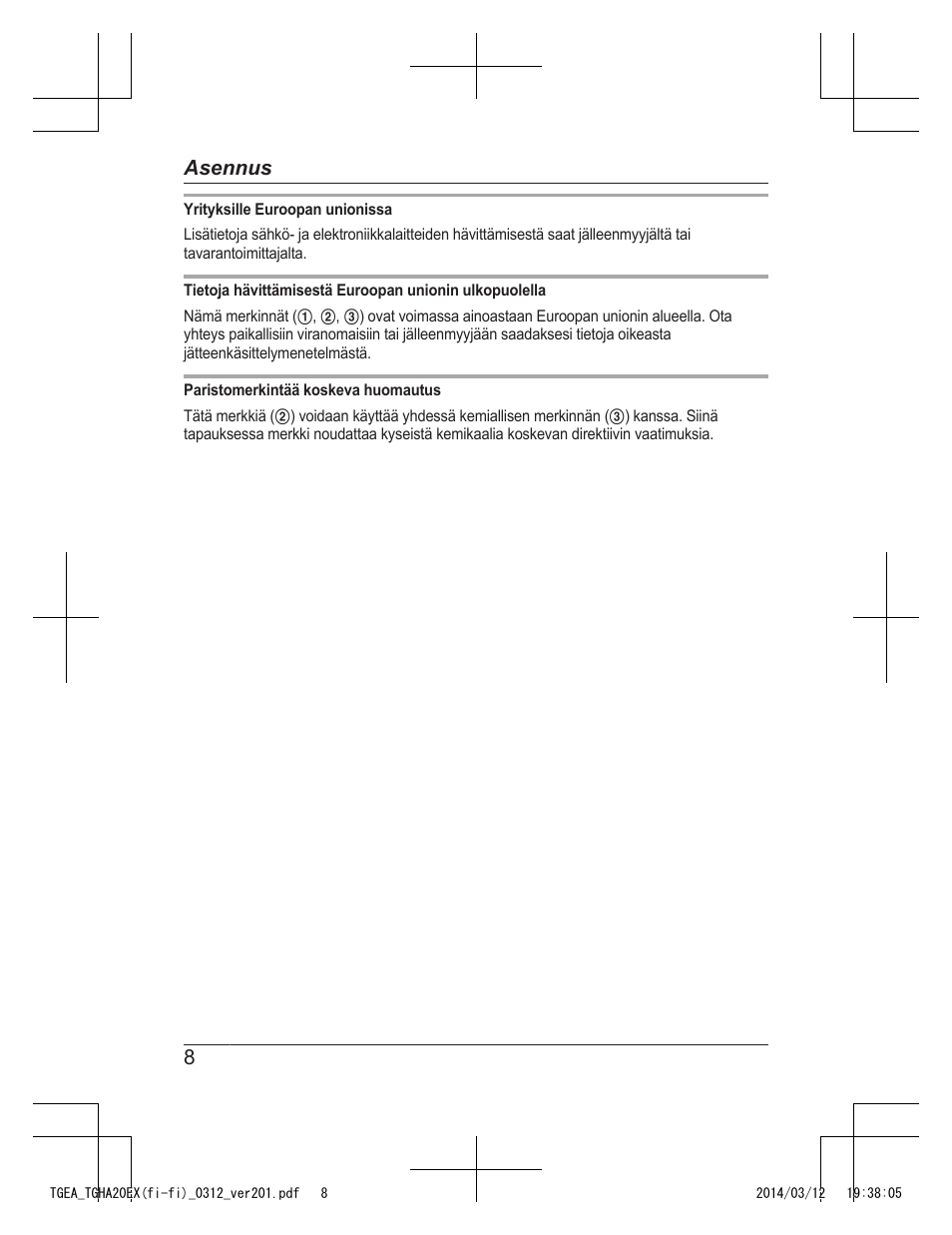8asennus | Panasonic KXTGEA20EX User Manual | Page 56 / 112