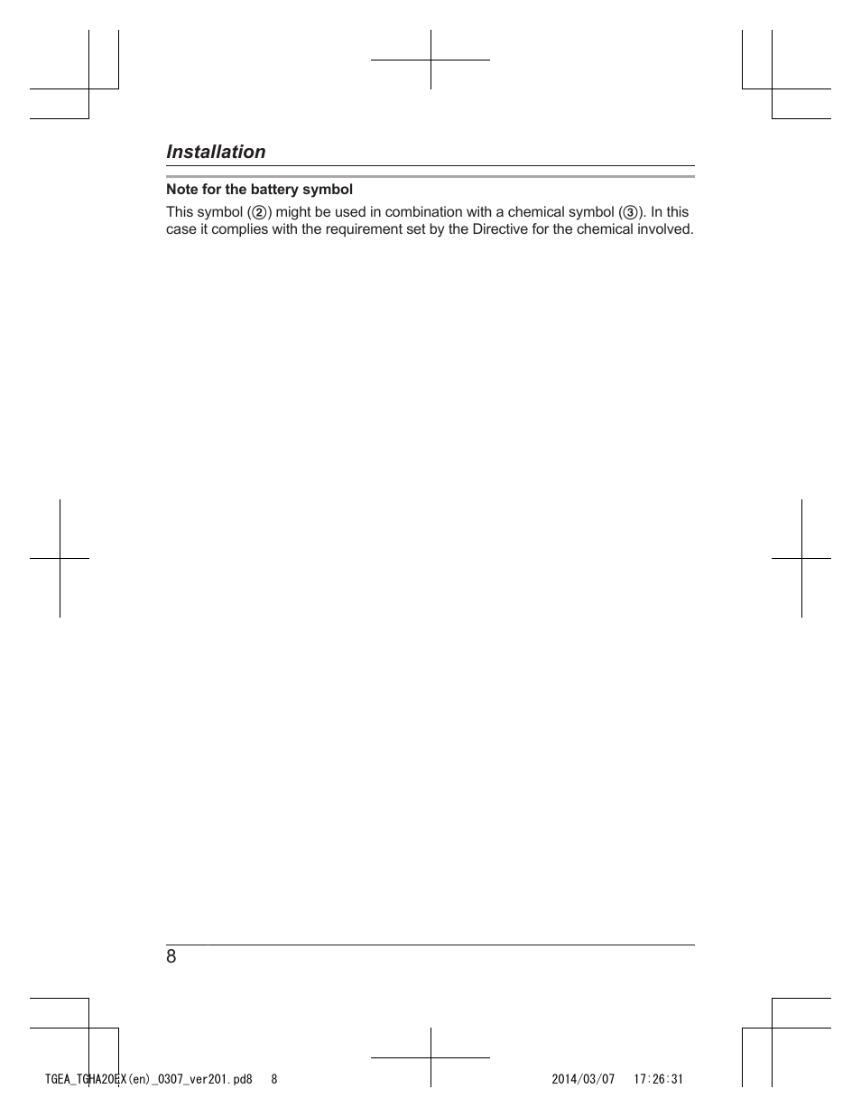 8installation | Panasonic KXTGEA20EX User Manual | Page 8 / 112