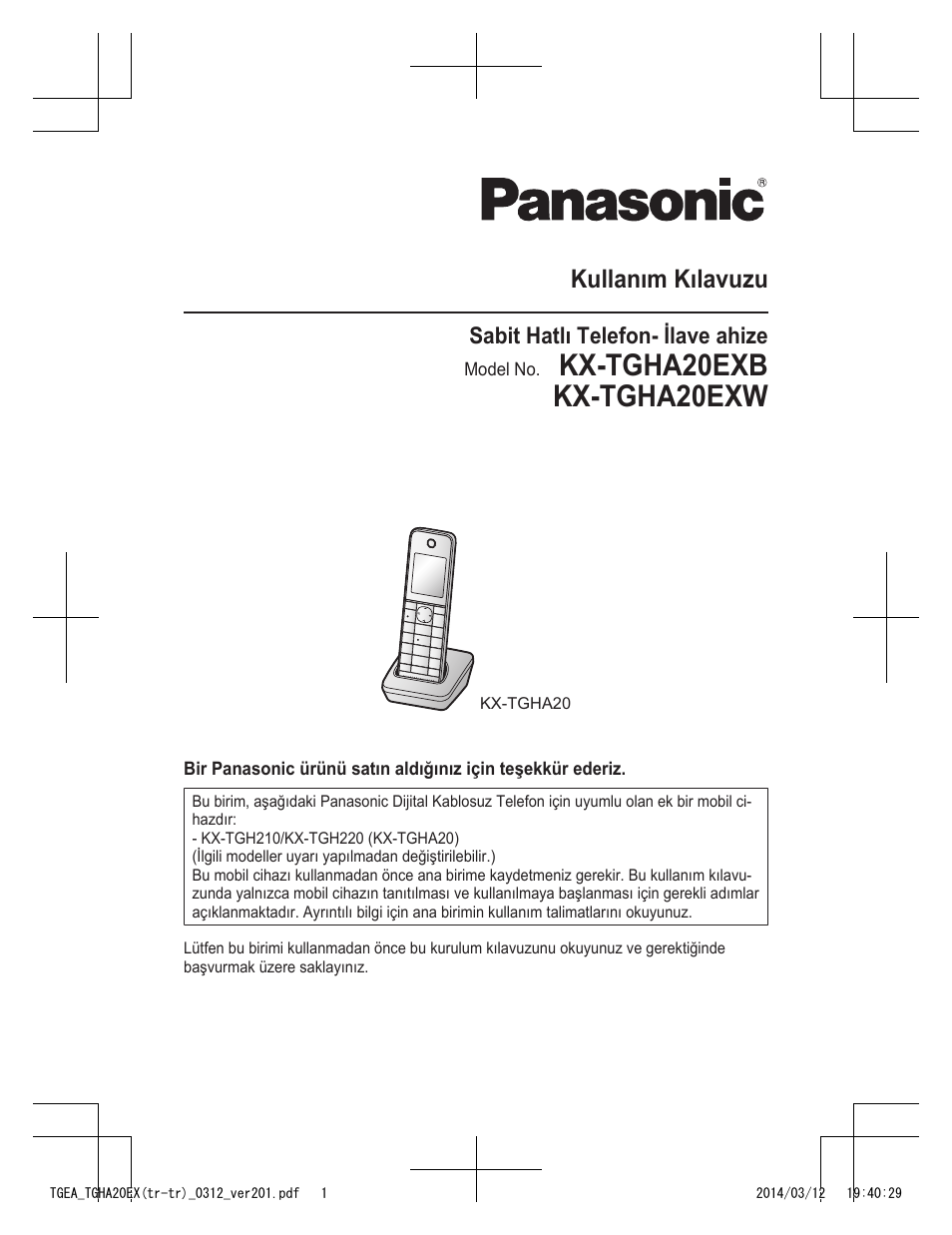 Kx-tgha20exb kx-tgha20exw, Kullanım kılavuzu | Panasonic KXTGEA20EX User Manual | Page 97 / 112