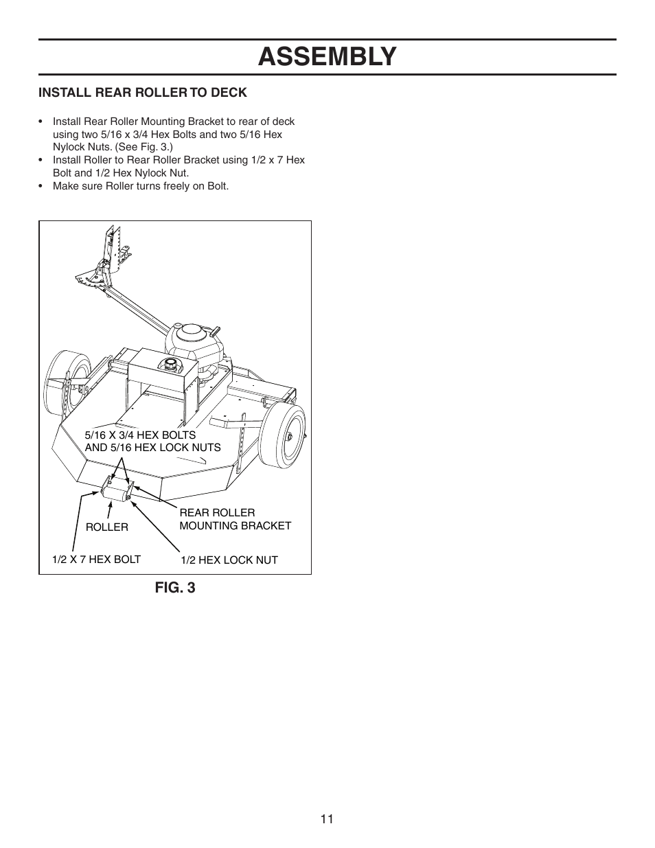 Assembly, Fig. 3 | Agri-Fab 45-03621 User Manual | Page 11 / 28