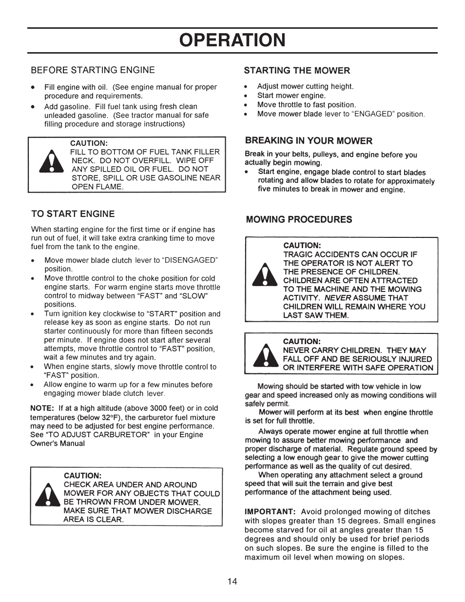 Operation | Agri-Fab 45-03621 User Manual | Page 14 / 28