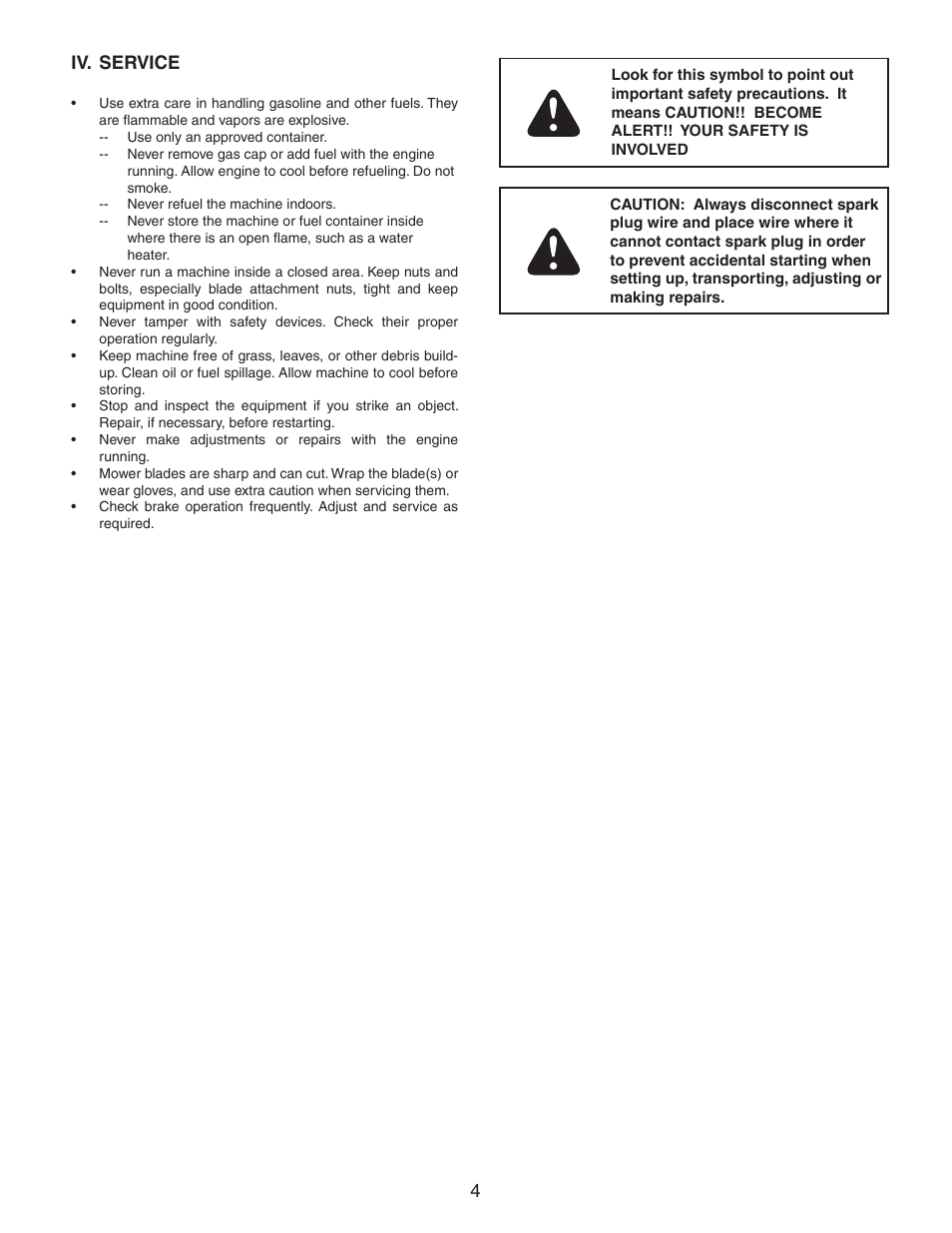 4iv. service | Agri-Fab 45-03621 User Manual | Page 4 / 28