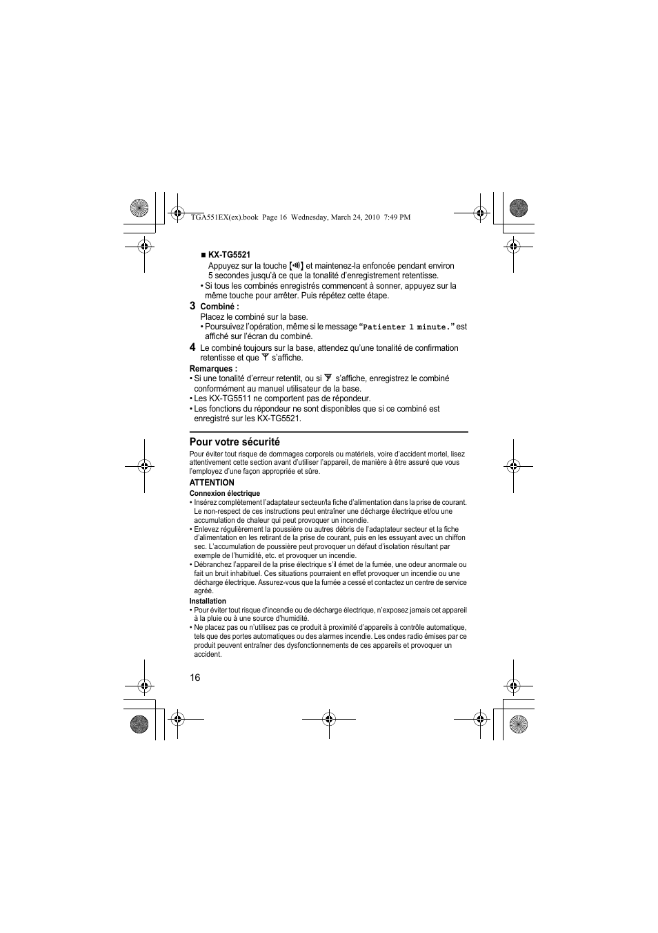 Panasonic KXTGA551EX User Manual | Page 16 / 76