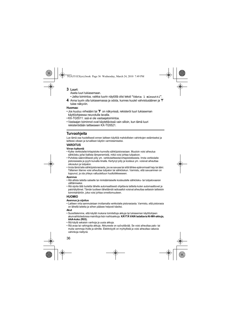 Panasonic KXTGA551EX User Manual | Page 36 / 76