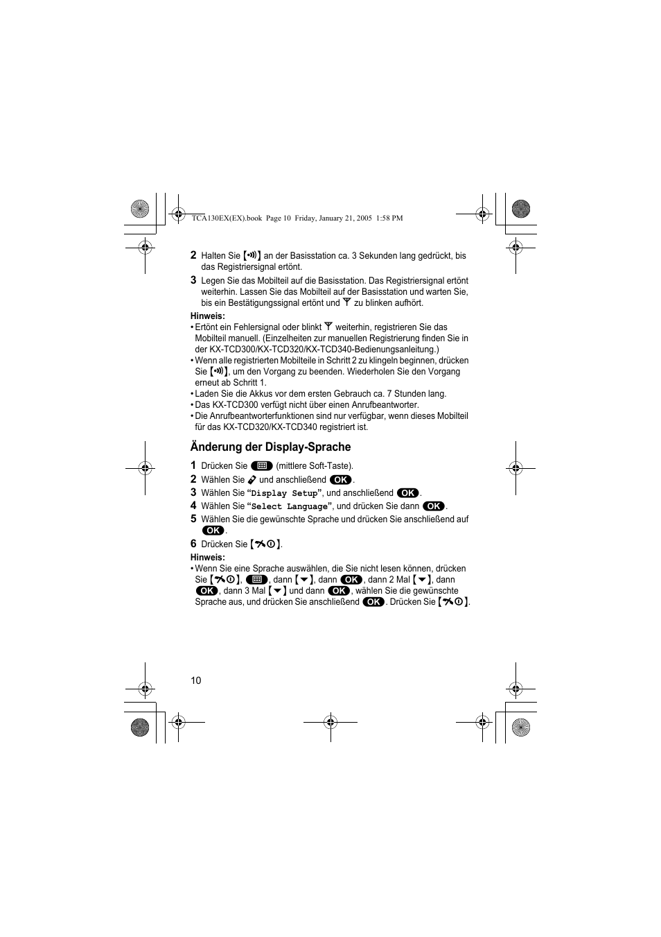 Panasonic KXTCA130EX User Manual | Page 10 / 60