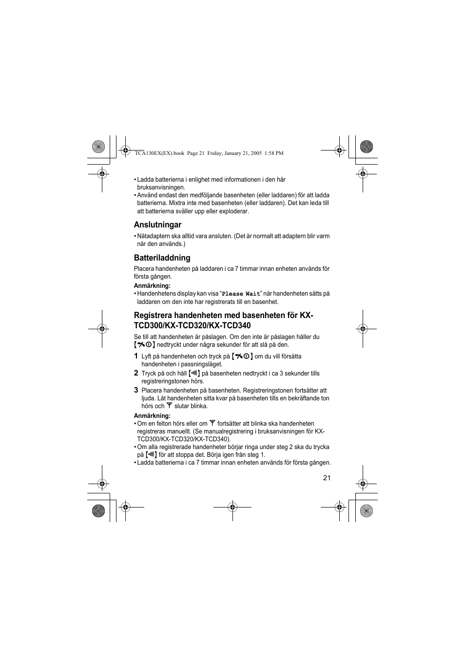 Panasonic KXTCA130EX User Manual | Page 21 / 60