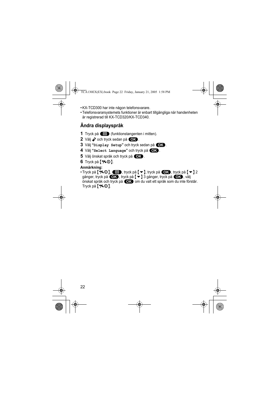 Panasonic KXTCA130EX User Manual | Page 22 / 60