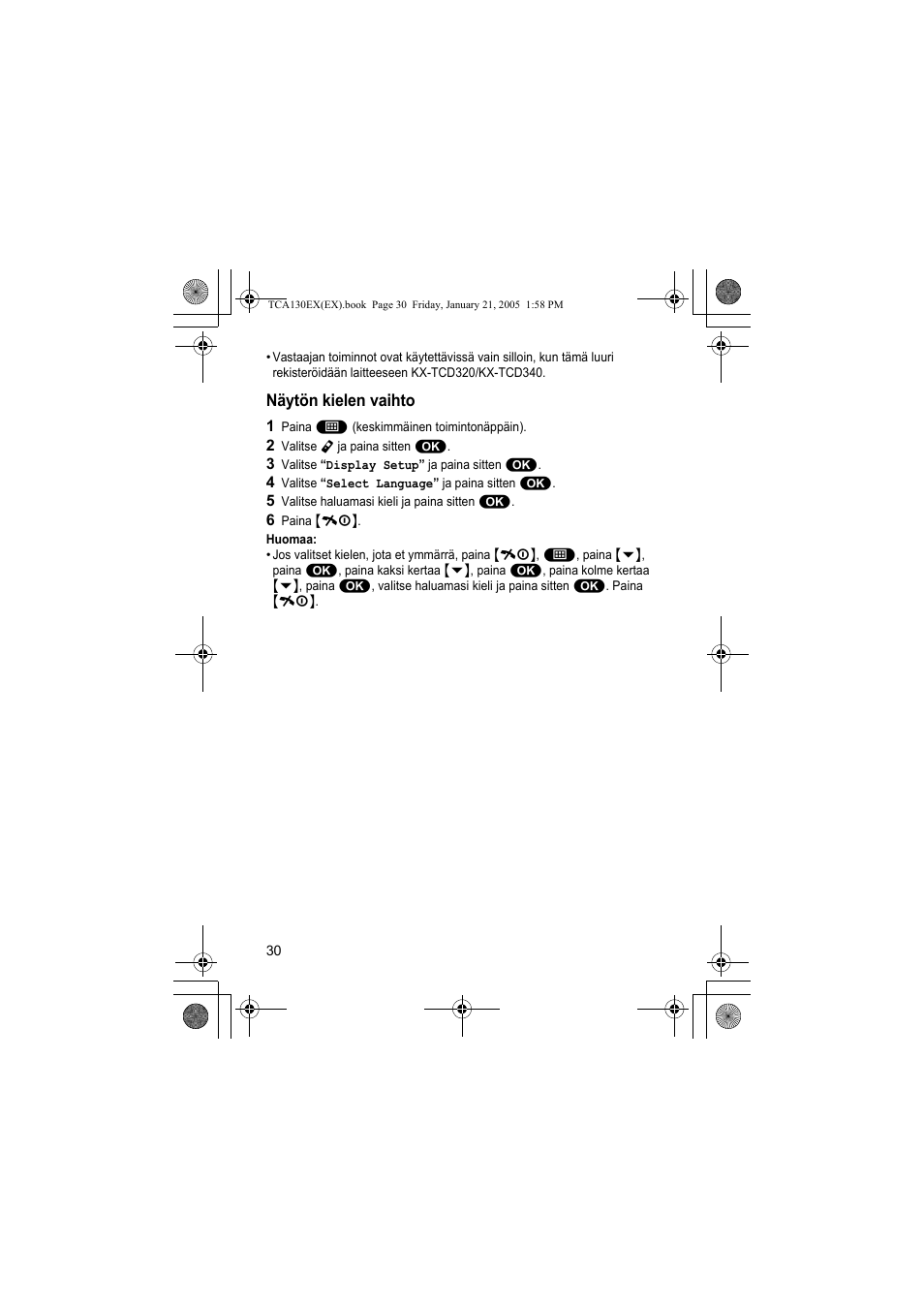 Panasonic KXTCA130EX User Manual | Page 30 / 60