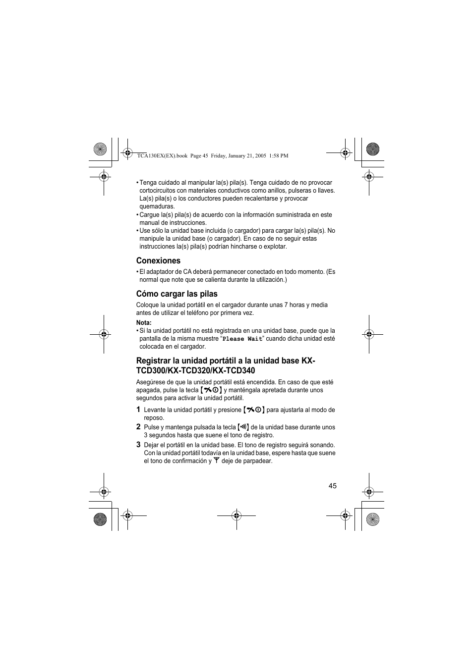 Panasonic KXTCA130EX User Manual | Page 45 / 60