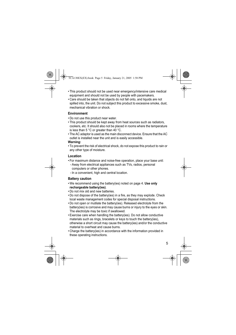 Panasonic KXTCA130EX User Manual | Page 5 / 60