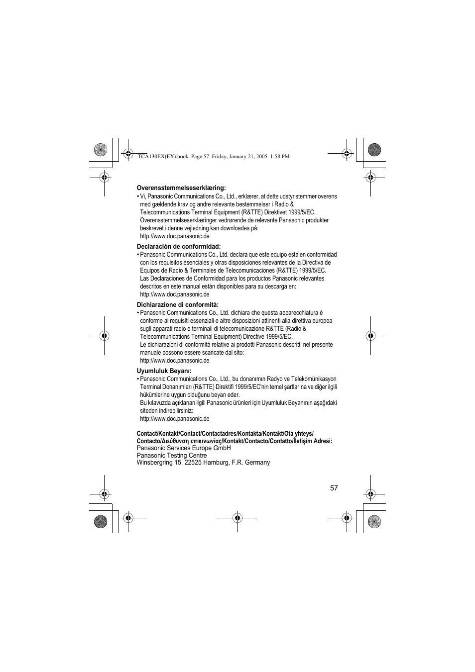 Panasonic KXTCA130EX User Manual | Page 57 / 60