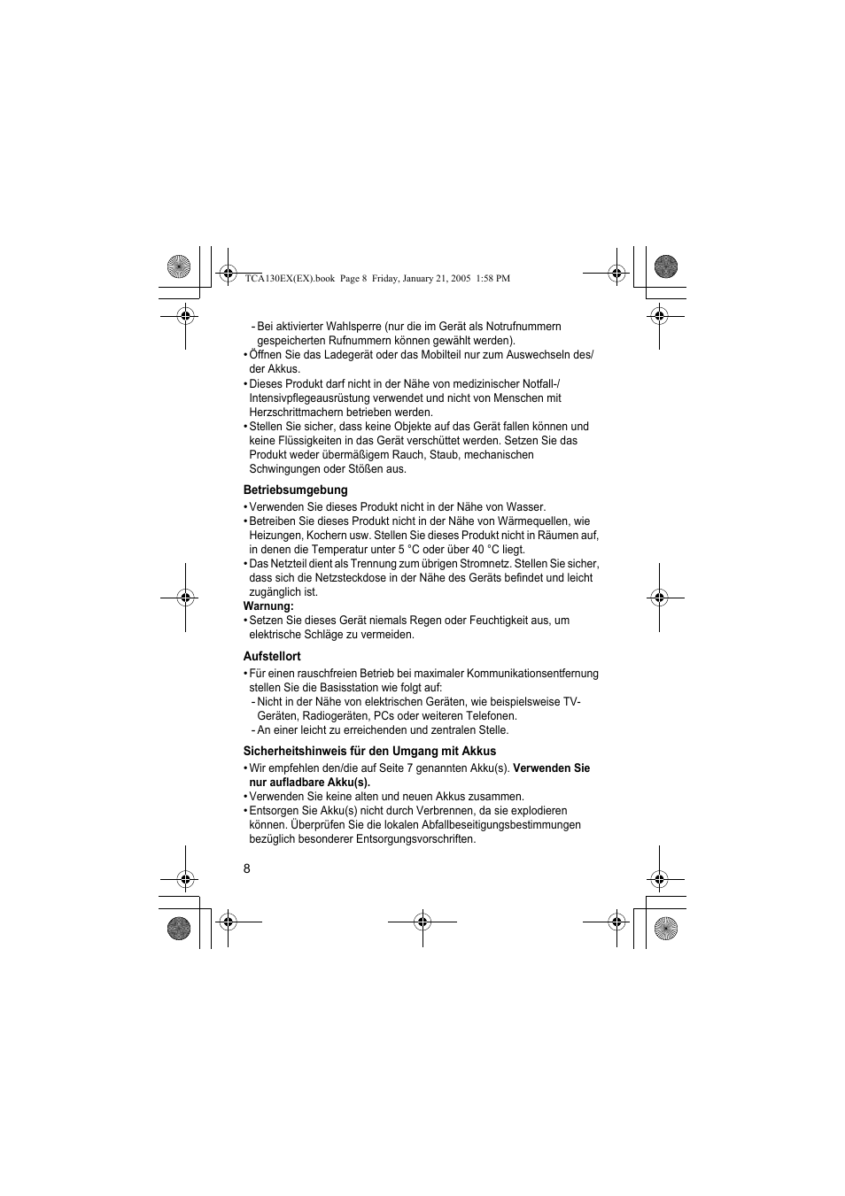 Panasonic KXTCA130EX User Manual | Page 8 / 60