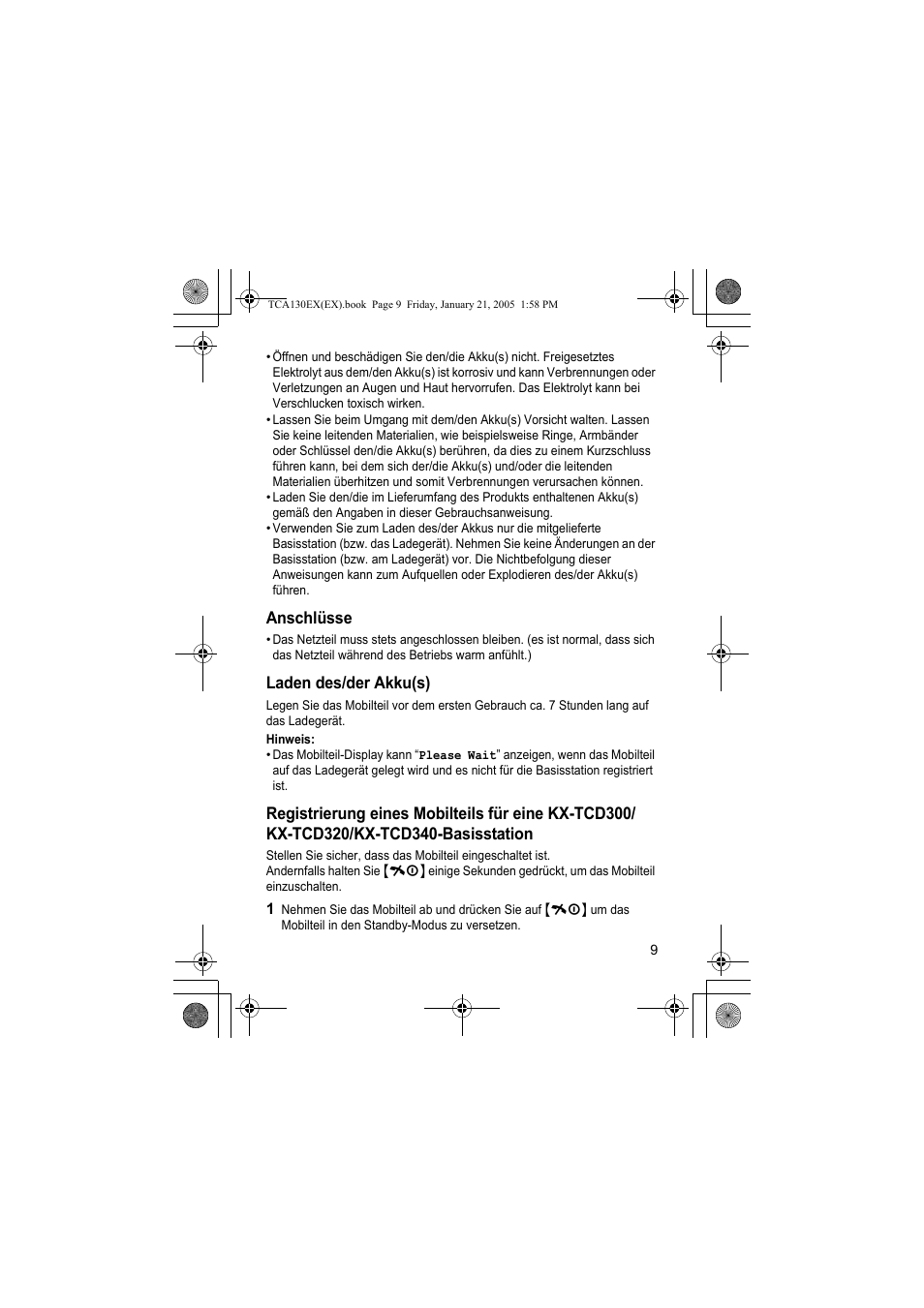 Panasonic KXTCA130EX User Manual | Page 9 / 60