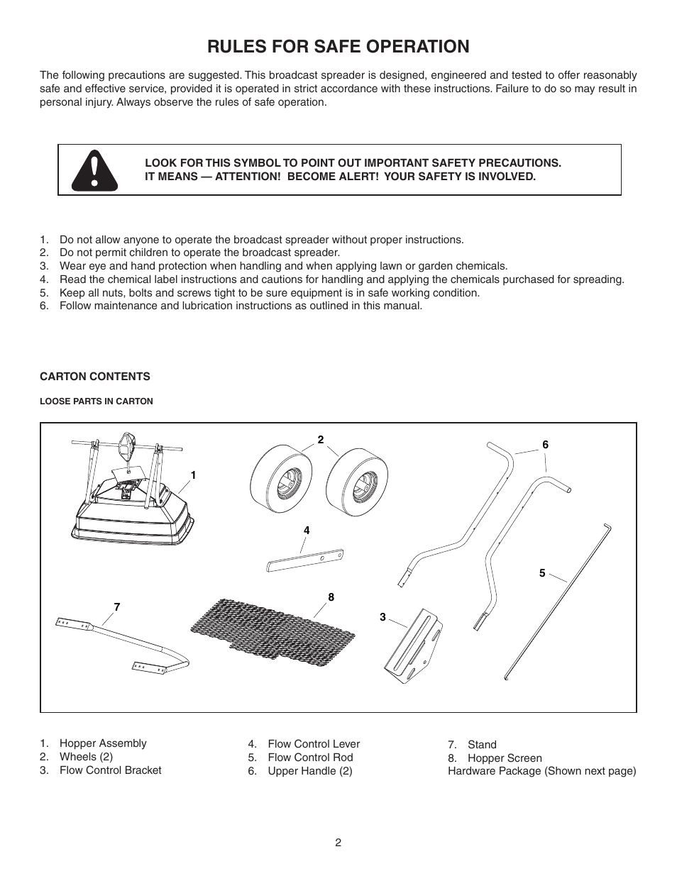 Rules for safe operation | Agri-Fab 45-0382 User Manual | Page 2 / 12