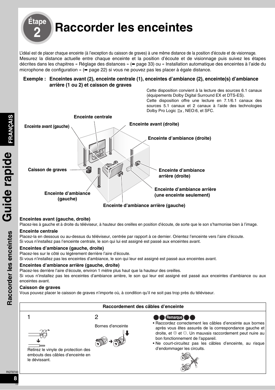 Raccorder les enceintes, Guide rapide, Étape | Panasonic SAXR700 User Manual | Page 104 / 144