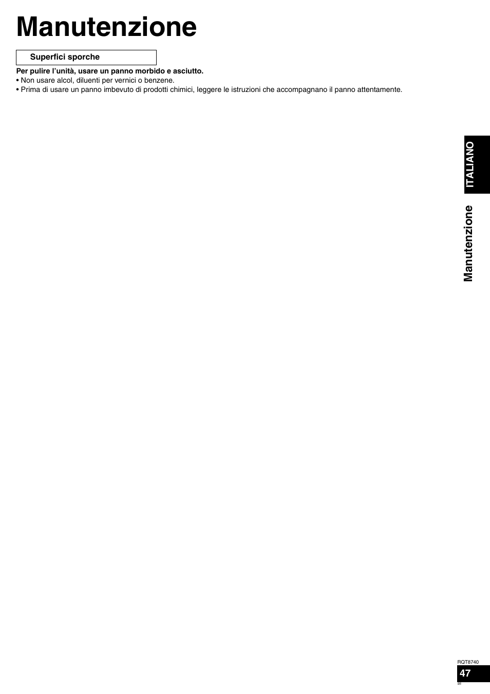 Manutenzione | Panasonic SAXR700 User Manual | Page 95 / 144
