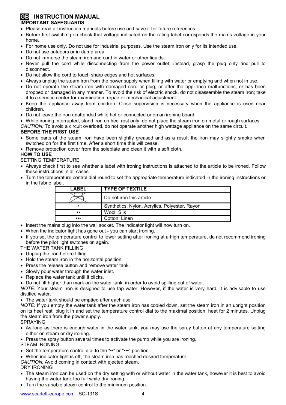 Scarlett SC-131S User Manual | Page 4 / 25