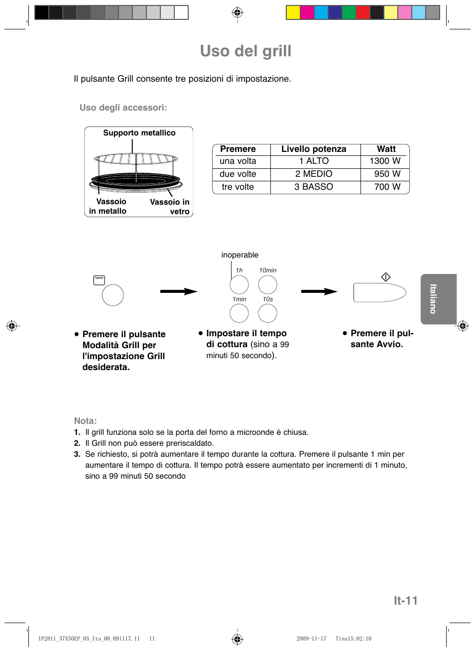 Uso del grill, It-11 | Panasonic NNCT579SEPG User Manual | Page 107 / 217