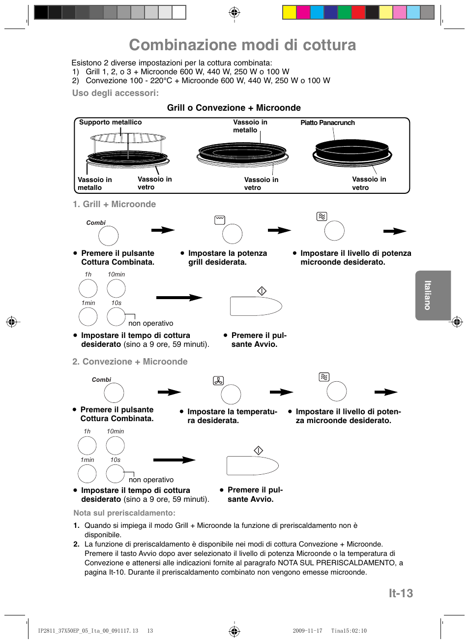 Combinazione modi di cottura, It-13 | Panasonic NNCT579SEPG User Manual | Page 109 / 217