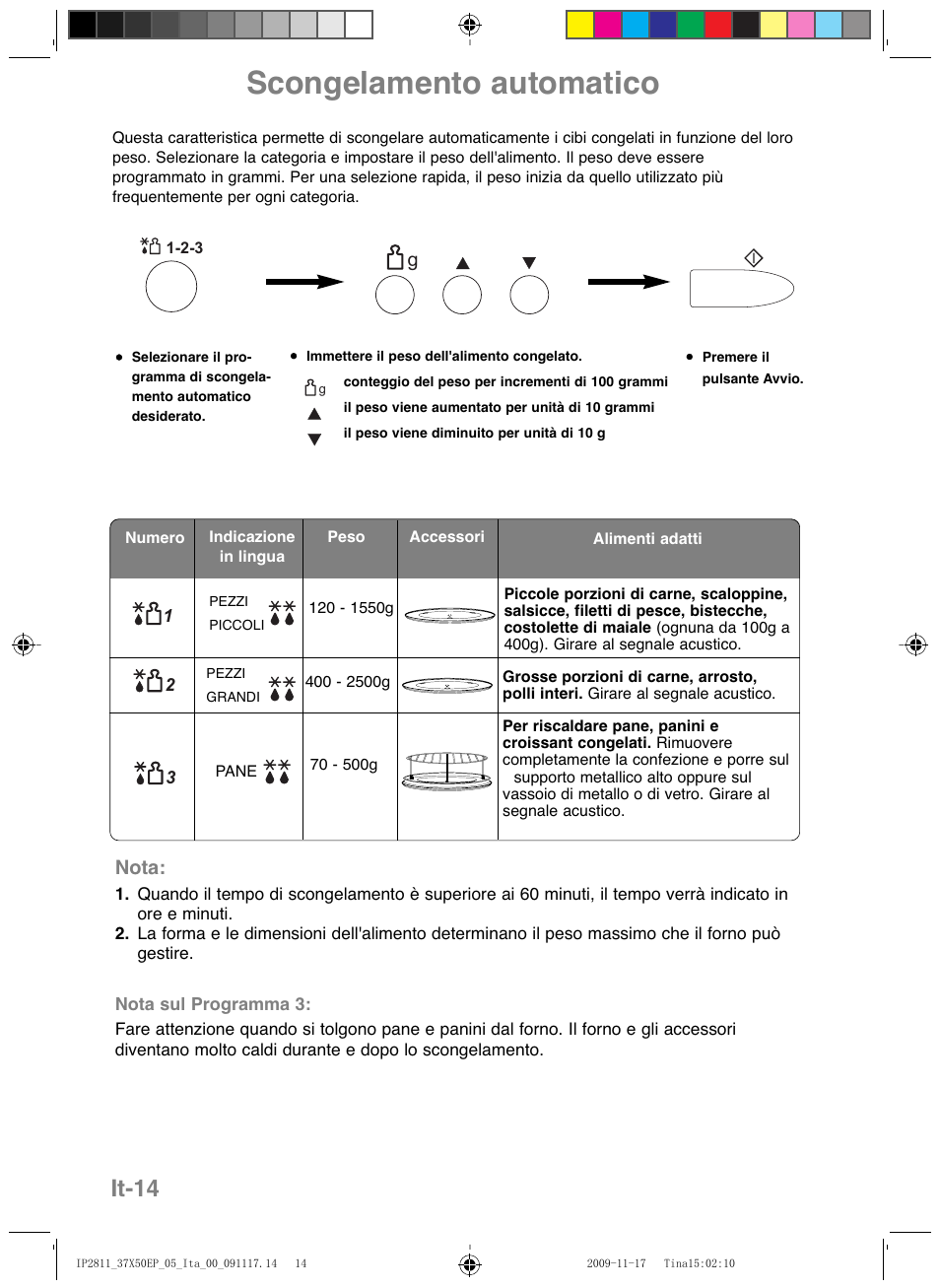 Scongelamento automatico, It-14, Nota | Panasonic NNCT579SEPG User Manual | Page 110 / 217