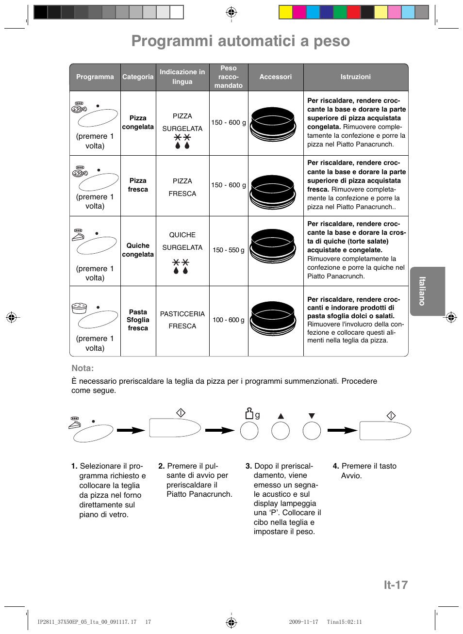 Programmi automatici a peso, It-17 | Panasonic NNCT579SEPG User Manual | Page 113 / 217