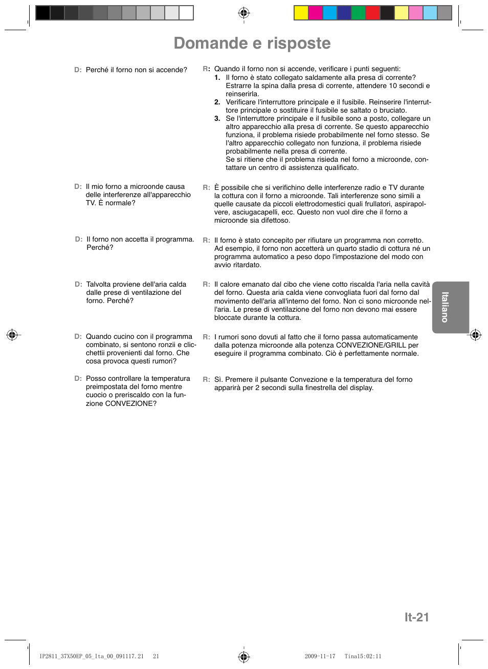 Domande e risposte, It-21 | Panasonic NNCT579SEPG User Manual | Page 117 / 217