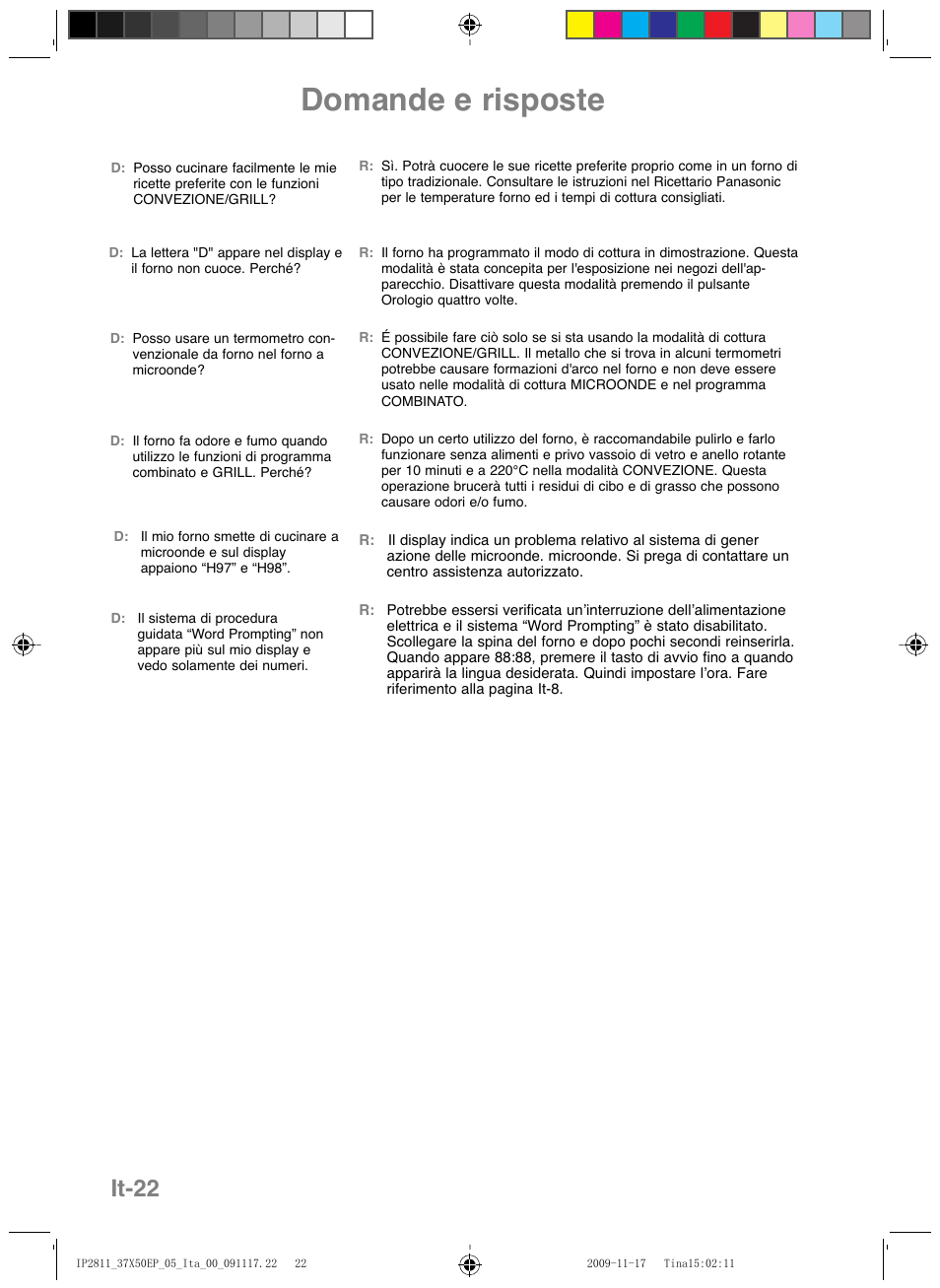 Domande e risposte, It-22 | Panasonic NNCT579SEPG User Manual | Page 118 / 217