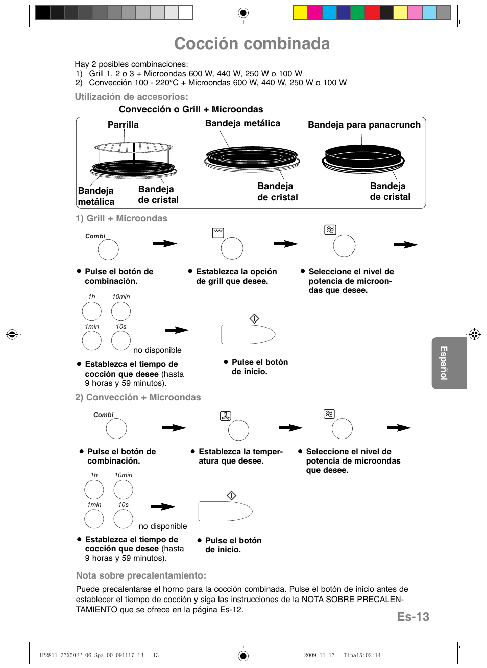 Cocción combinada, Es-13 | Panasonic NNCT579SEPG User Manual | Page 133 / 217